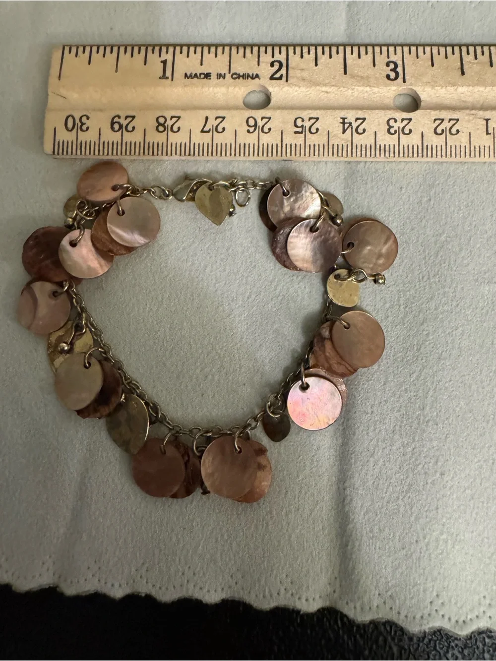Disc Charm Bracelet – Iridescent Shell and Metal Discs